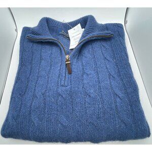 NEW Polo Ralph Lauren Womens Cable Knit Cashmere Quarter-Zip Sweater Size Medium
